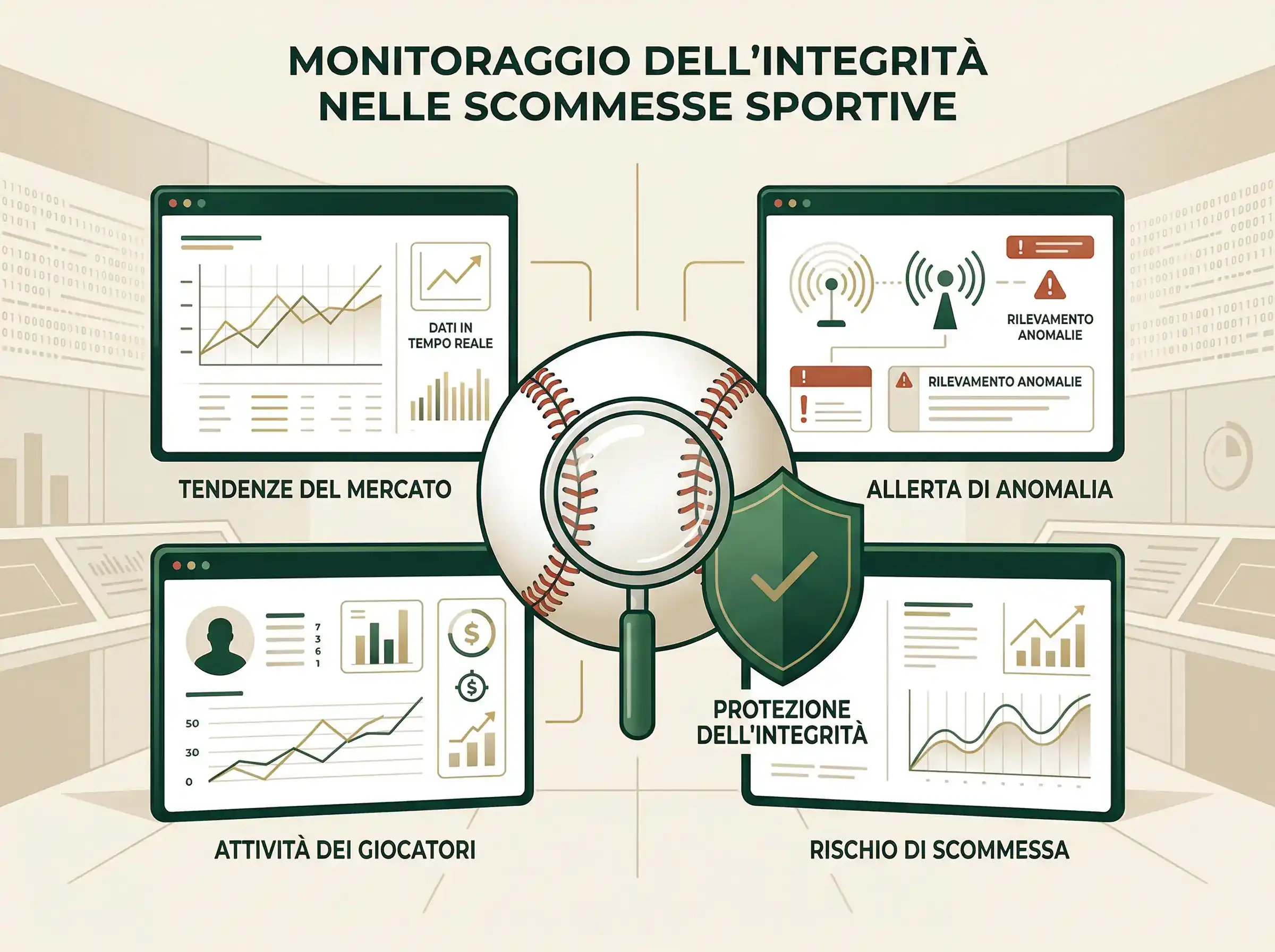 Monitoraggio integrità sportiva nel baseball con schermi di controllo dati scommesse